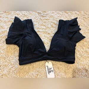 Black Ruffled Women's Bikini Top